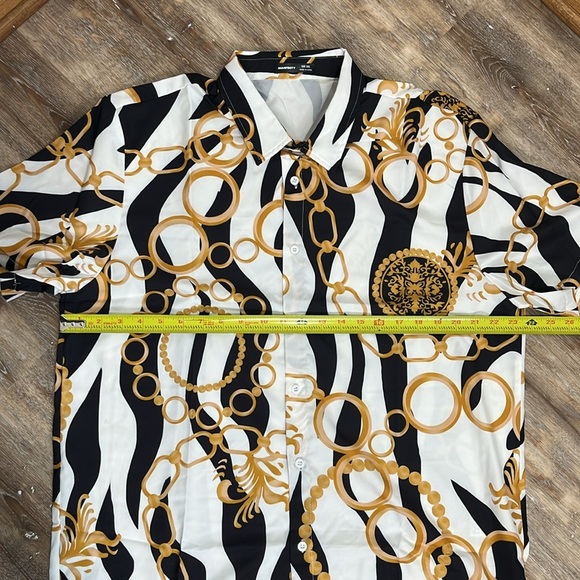 Shein Manfinity Chain Print Shirt & Short Set Men's XXL Equestrian Luxury Style - Picture 5 of 14